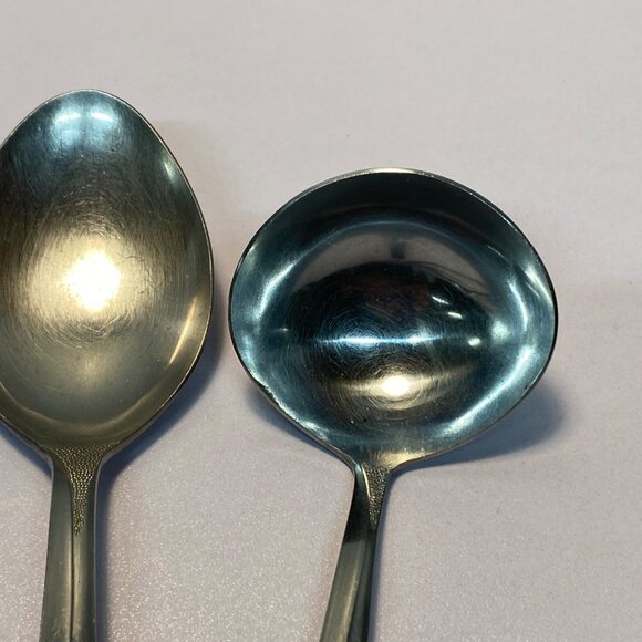 Vintage Ecko Eterna Stainless Steel Serving Pieces Silverware Set of 4 Floral - Picture 4 of 8